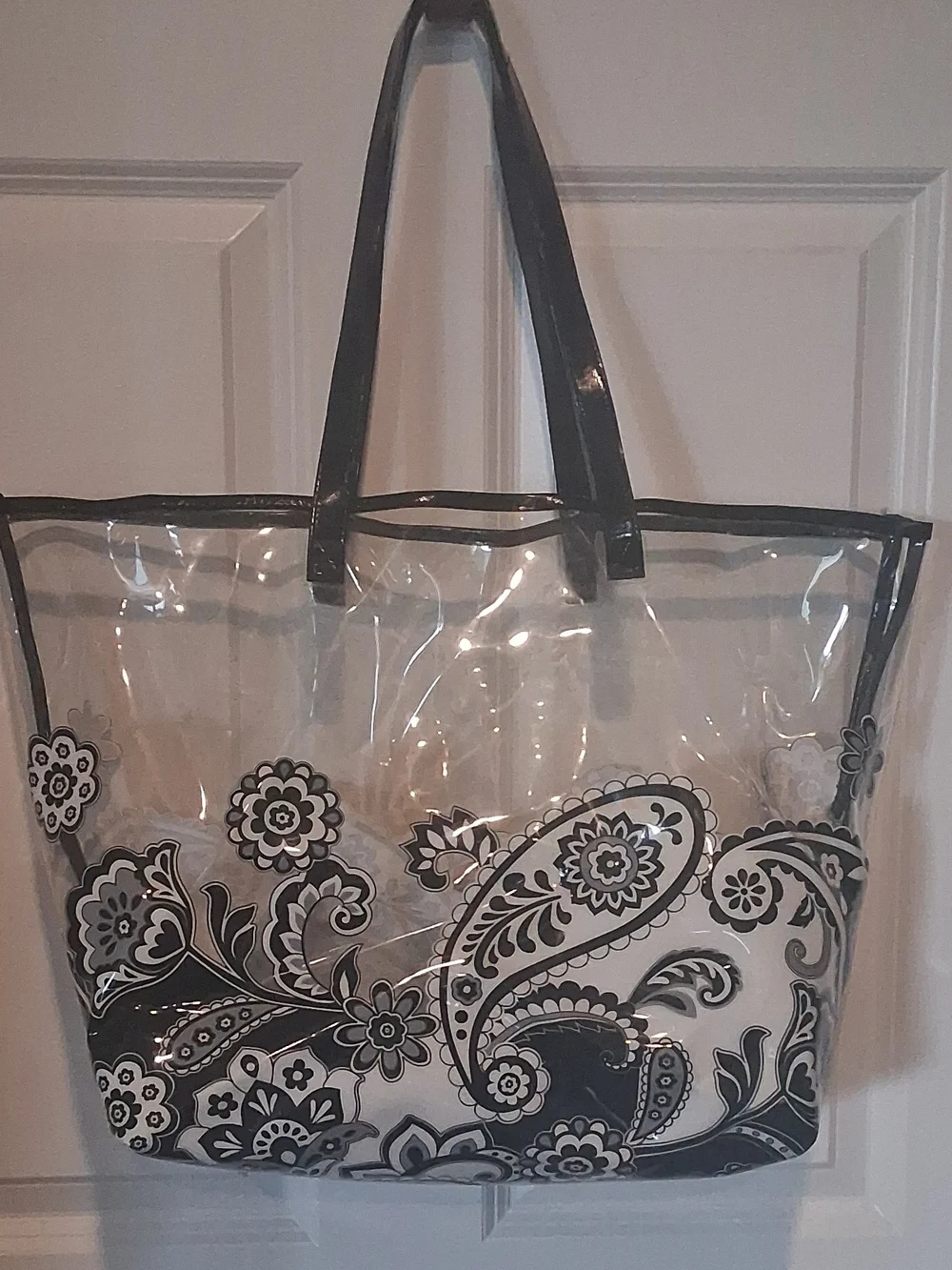 Vera Bradley Clear Black Paisley Tote Bag - Stylish Women’s Beach & Everyday Bag